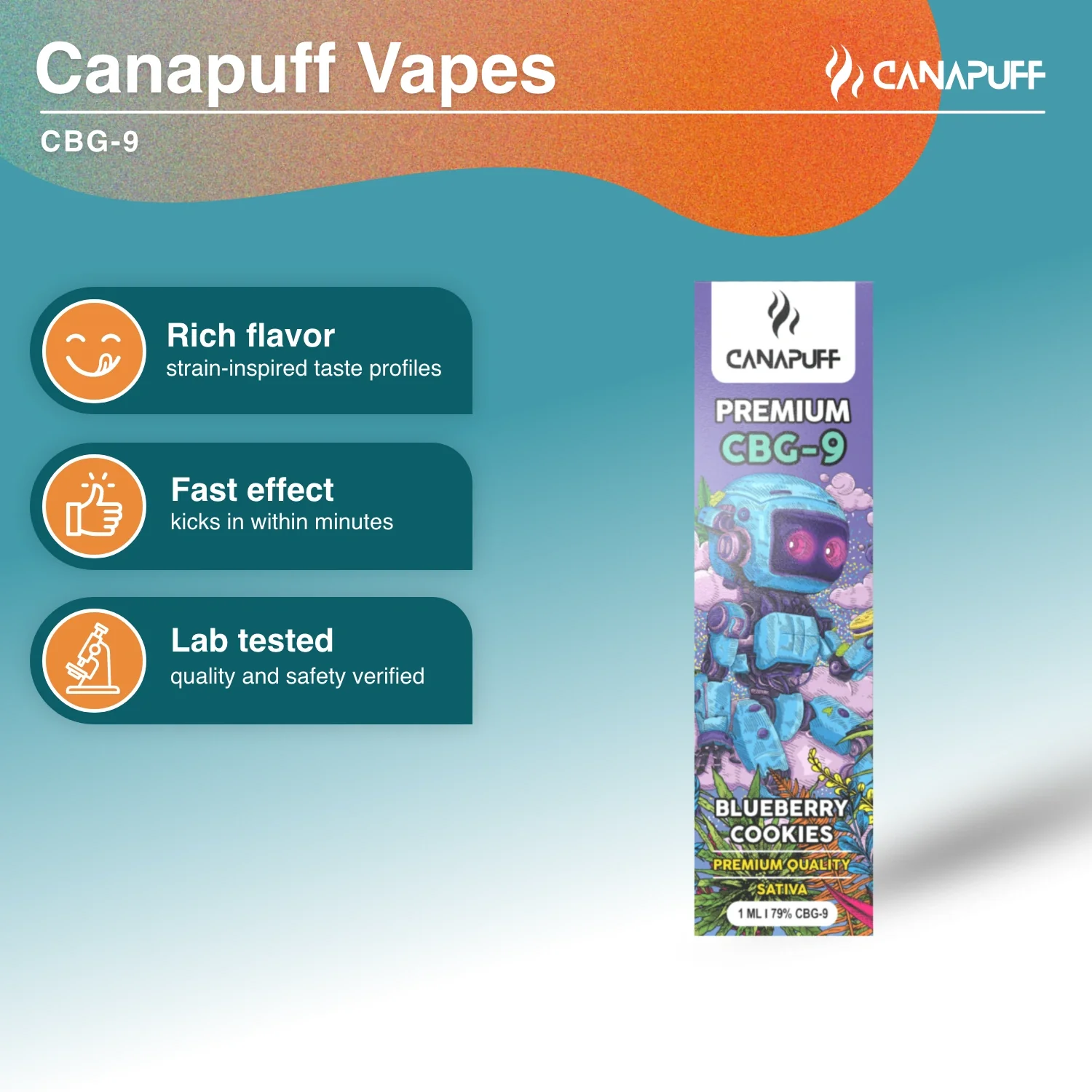 CBG9 Vape Blueberry Cookie 79% 1ml - Image 2