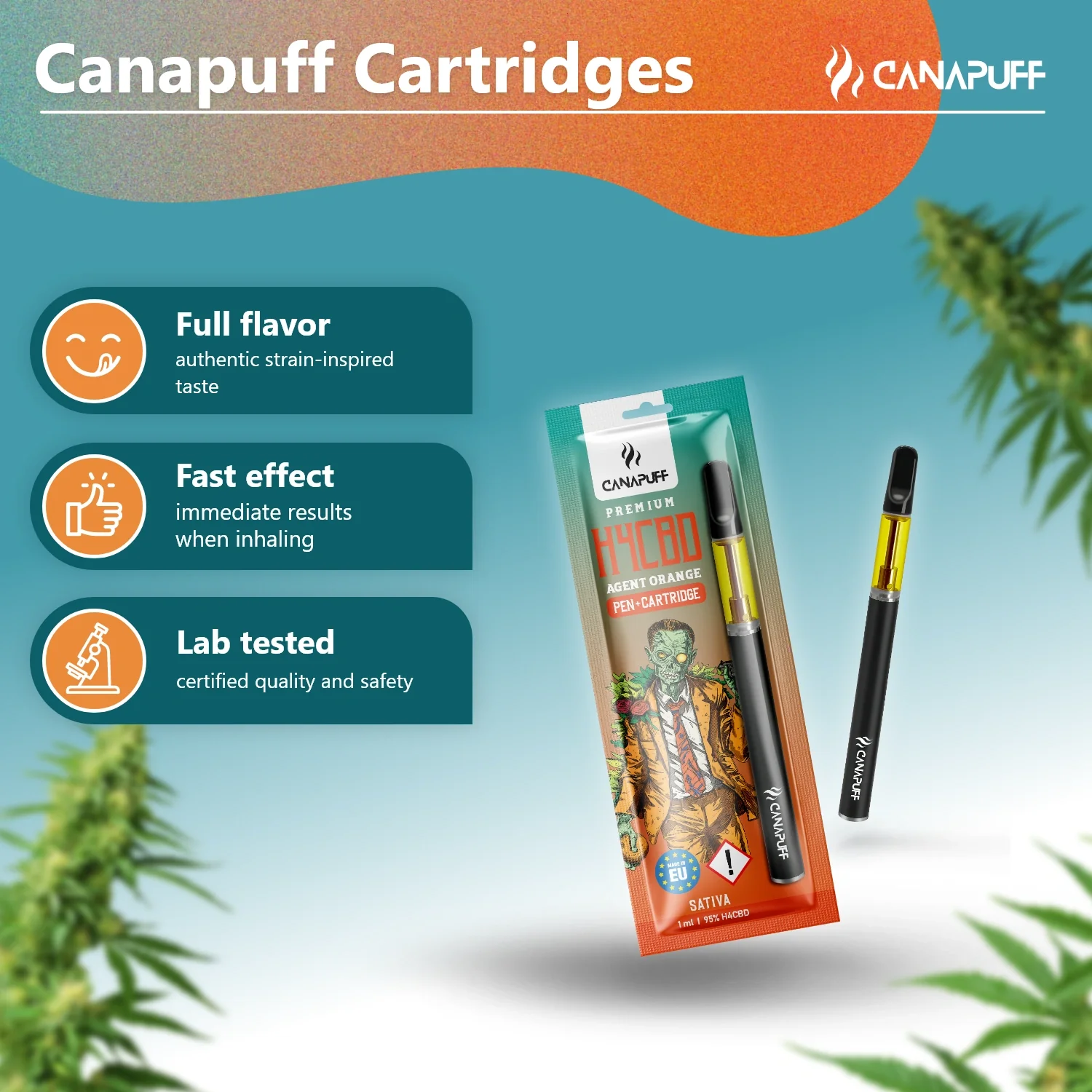 H4CBD Pen+Cartridge Agent Orange 95% - Image 2