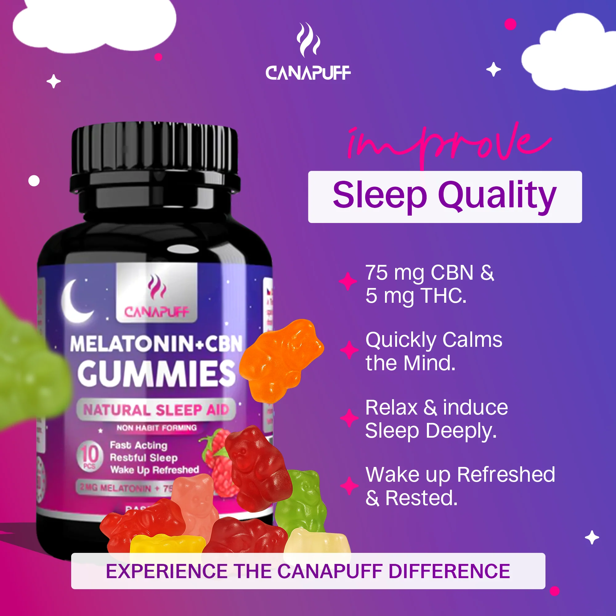 Melatonin+CBN Gummies Raspberry - Image 3