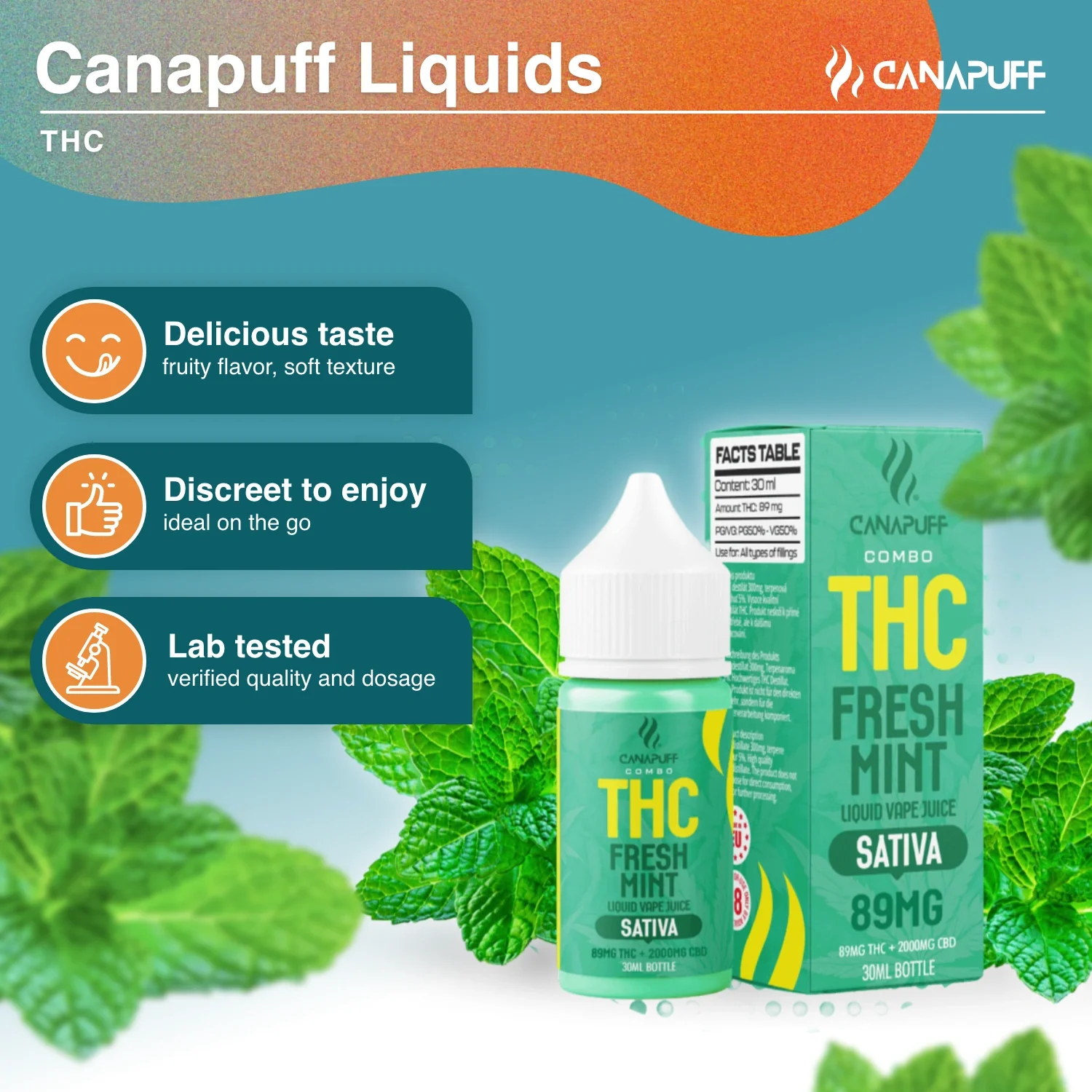 THC liquid 89 mg 2000 mg CBD Fresh Mint 30 ml - Image 2