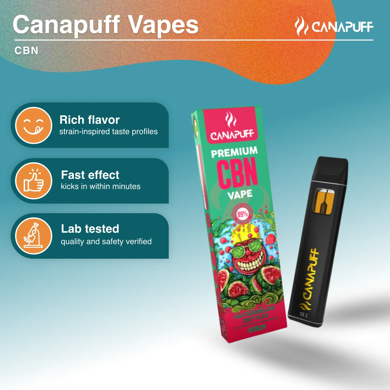 CBN Vape Watermelon Zkittles 89% 1ml - Image 2
